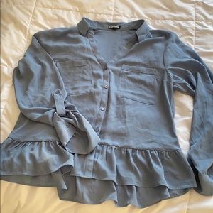 Peplum Button Up Blouse. Express.